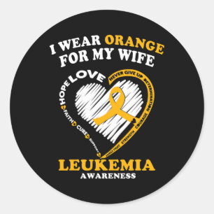 Leukämie - Ich trage Orange für meine Frau Runder Aufkleber