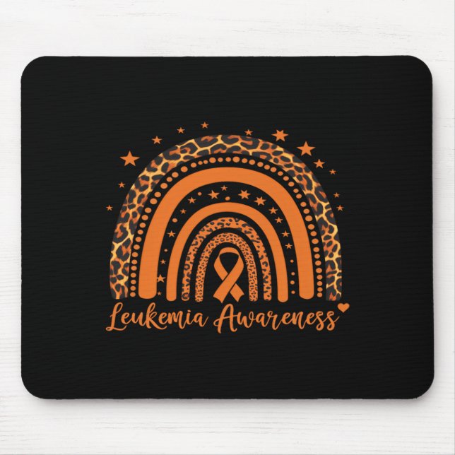 Leukämie-Krebs-Bewusstsein Leopard Orange Band Mousepad (Vorne)