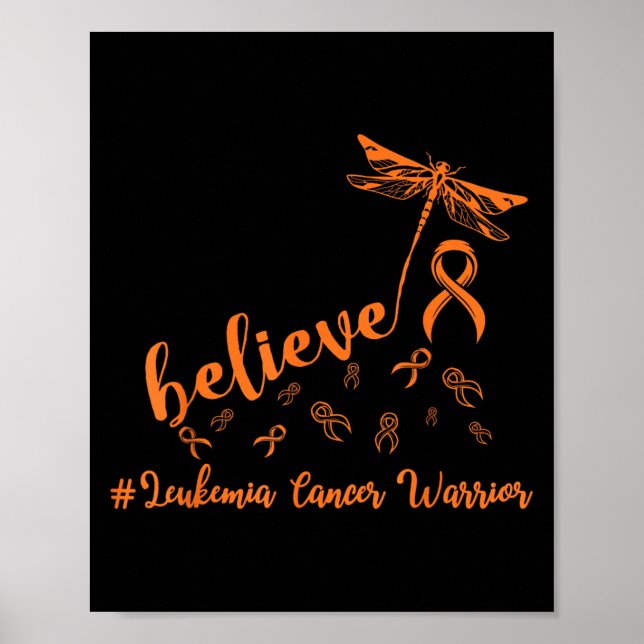 Leukämie Krebs Kriegerdragonfly Glauben Hoffnung Poster (Vorne)