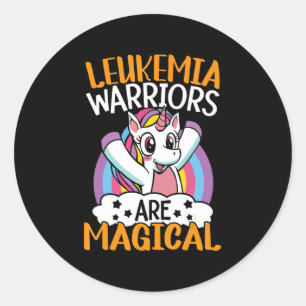 Leukämie-Krieger sind magische Unicorn Leukämie Aw Runder Aufkleber