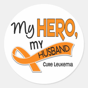 Leukämie MEIN HERO MEIN HUSBAND 42 Runder Aufkleber