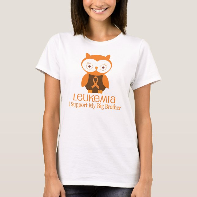 Leukämie-orange Band-Eulen-großer Bruder T-Shirt (Vorderseite)