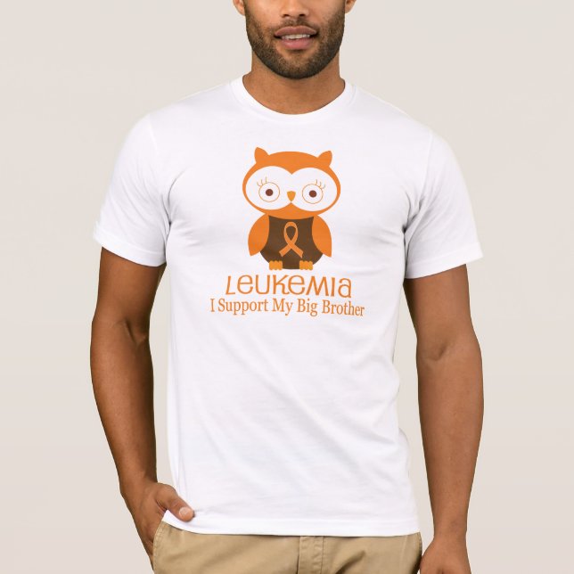 Leukämie-orange Band-Eulen-großer Bruder T-Shirt (Vorderseite)