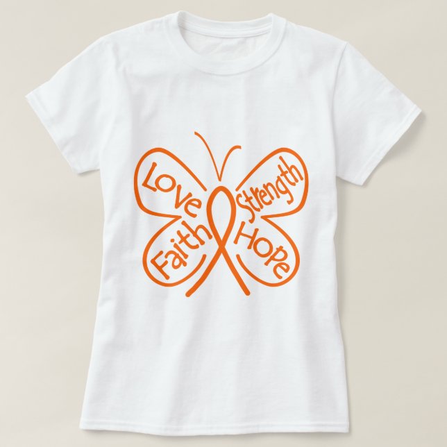 Leukämie-Schmetterling, der Wörter inspiriert T-Shirt (Design vorne)