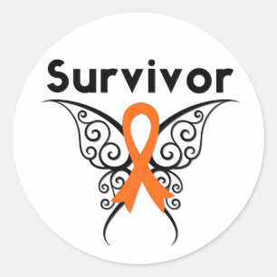 Leukämie Survivor Stamm-Schmetterling Runder Aufkleber