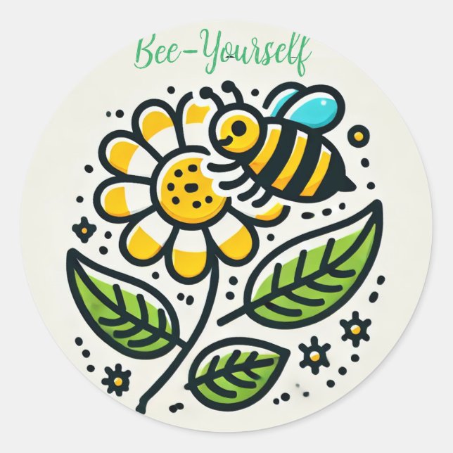 leuke sticker met tekst Bee-Yourself (Vorderseite)