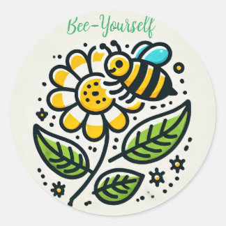 leuke sticker met tekst Bee-Yourself