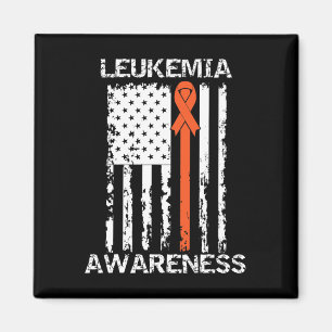 Leukemia Awareness American Flag Orange Ribbon Magnet
