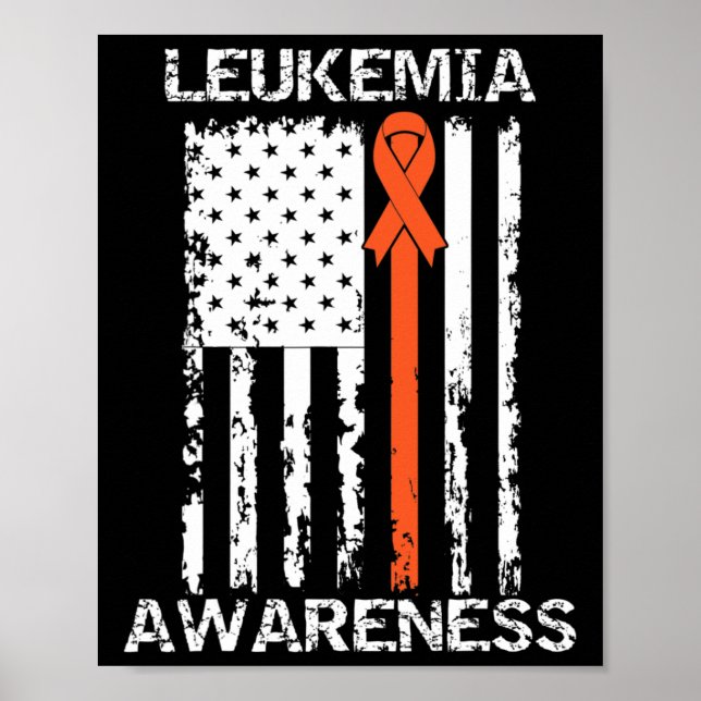 Leukemia Awareness American Flag Orange Ribbon Poster (Vorne)