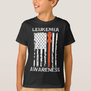 Leukemia Awareness American Flag Orange Ribbon T-Shirt