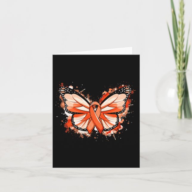 Leukemia Awareness gibt Orange Ribbon Butterfly Karte (Vorderseite)