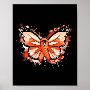 Leukemia Awareness gibt Orange Ribbon Butterfly Poster