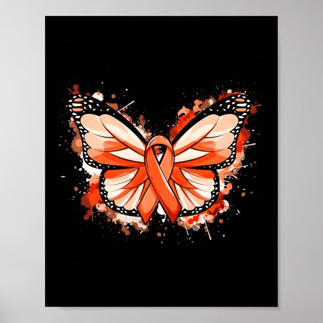 Leukemia Awareness gibt Orange Ribbon Butterfly Poster (Vorne)