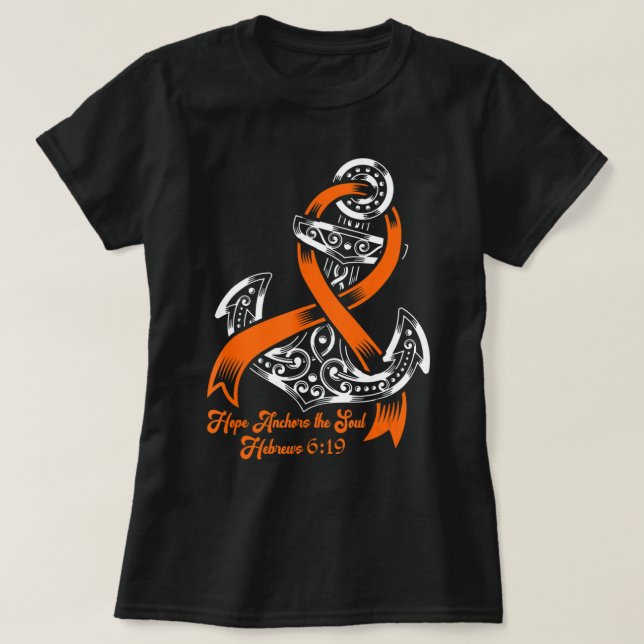 Leukemia Awareness  Hope Anchors The Soul Hebrews  T-Shirt (Design vorne)