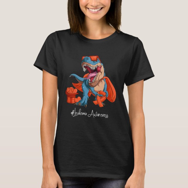 Leukemia Awareness Month Orange Ribbon Trex T-Shirt (Vorderseite)