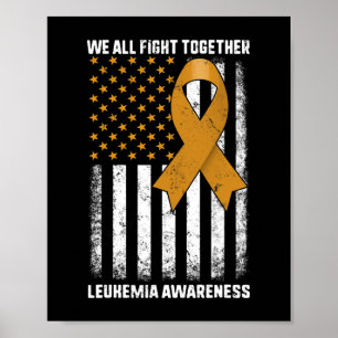 Leukemia Awareness Orange Ribbon USA Flaggenwächte Poster