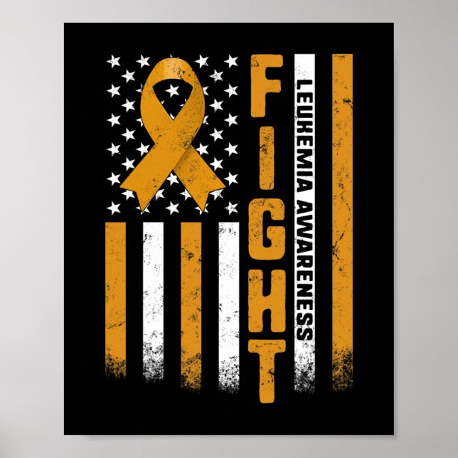 Leukemia Awareness Orange Ribbon USA Flaggenwächte Poster (Vorne)