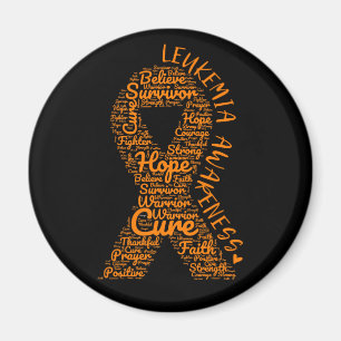 Leukemia Awareness Orange Ribbon With Positive Magnet