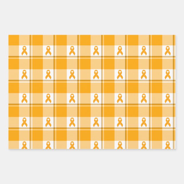 Leukemia Awareness Plaid Orange Ribbon Geschenkpapier Set (Vorderseite)