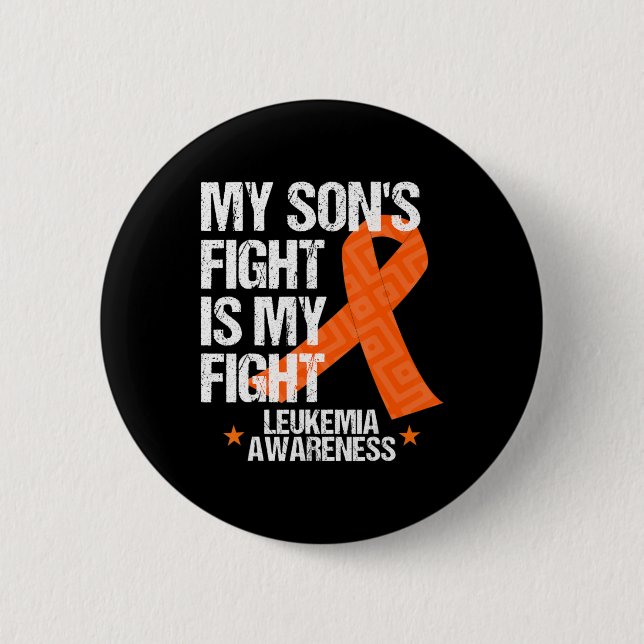 Leukemia Awareness Son Fight Orange Ribbon Geschen Button (Vorderseite)