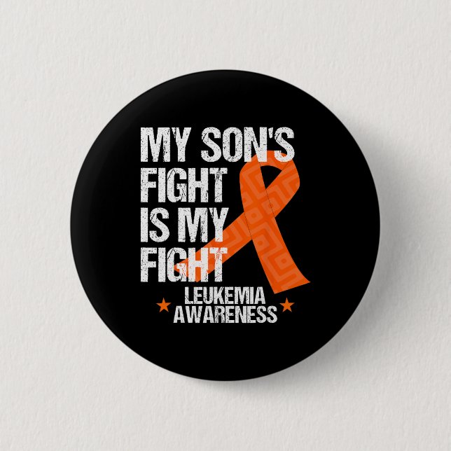 Leukemia Awareness Son Fight Orange Ribbon Geschen Button (Vorderseite)