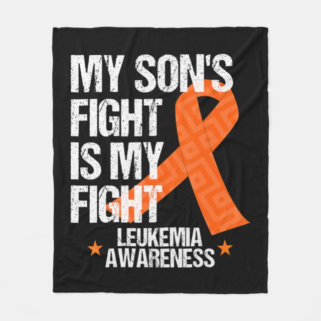 Leukemia Awareness Son Fight Orange Ribbon Geschen Fleecedecke (Vorderseite)