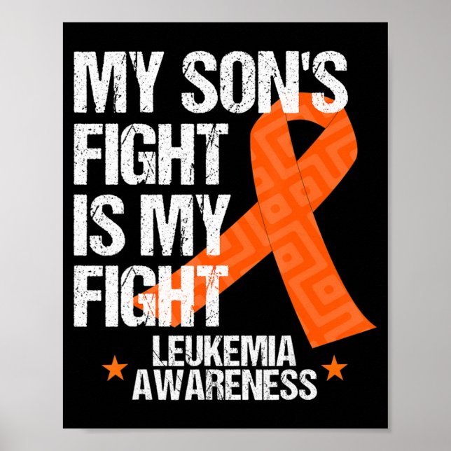 Leukemia Awareness Son Fight Orange Ribbon Geschen Poster (Vorne)