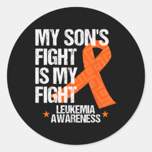 Leukemia Awareness Son Fight Orange Ribbon Geschen Runder Aufkleber