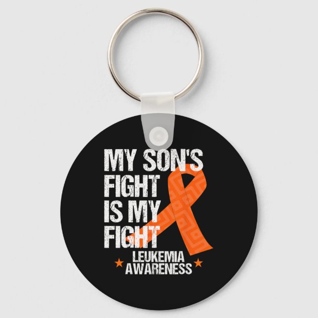 Leukemia Awareness Son Fight Orange Ribbon Geschen Schlüsselanhänger (Vorderseite)