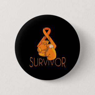 Leukemia Awareness Survivor Orange Ribbon Boxing G Button