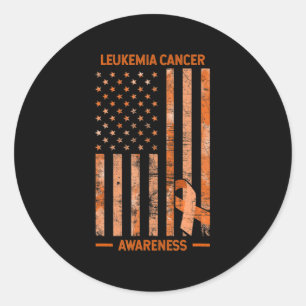 Leukemia Awareness USA Flag Geschenk Leukemia Runder Aufkleber
