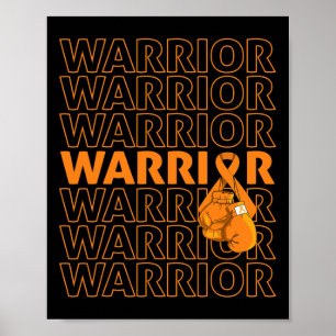 Leukemia Awareness Warrior Orange Ribbon Boxing Gl Poster