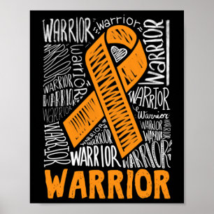 Leukemia Bloskarzinom Krieger Orange Ribbon Awaren Poster