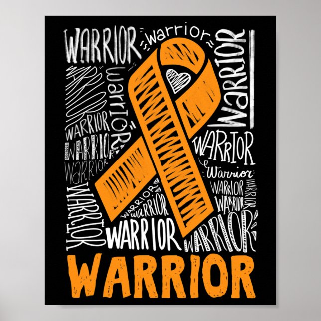 Leukemia Bloskarzinom Krieger Orange Ribbon Awaren Poster (Vorne)
