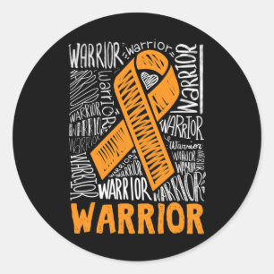 Leukemia Bloskarzinom Krieger Orange Ribbon Awaren Runder Aufkleber