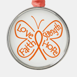 Leukemia Butterfly Inspiring Words Silbernes Ornament