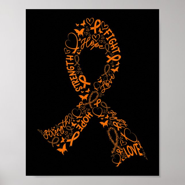 Leukemia Cancer Fight Warrior Orange Ribbon Awaren Poster (Vorne)