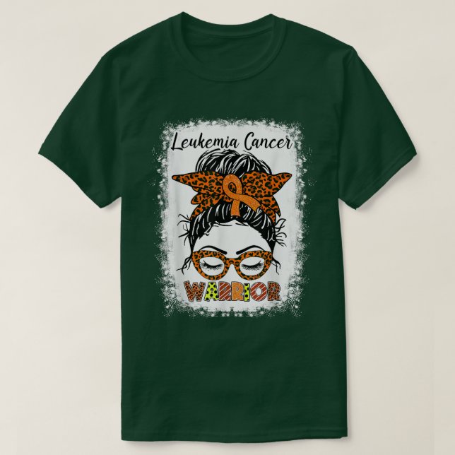 Leukemia Cancer Warrior Messy Bun Orange Ribbon Le T-Shirt (Design vorne)
