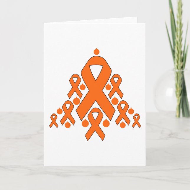 Leukemia Christmas Ribbon Tree Feiertagskarte (Vorderseite)