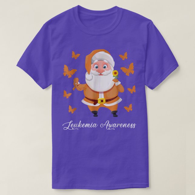 Leukemia Christmas Santa Claus Leukemia Butterfly T-Shirt (Design vorne)