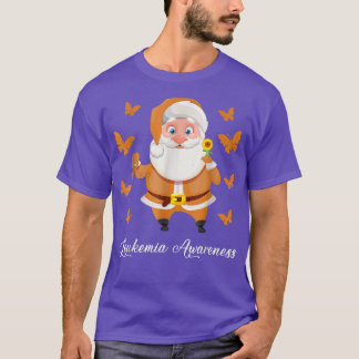 Leukemia Christmas Santa Claus Leukemia Butterfly T-Shirt