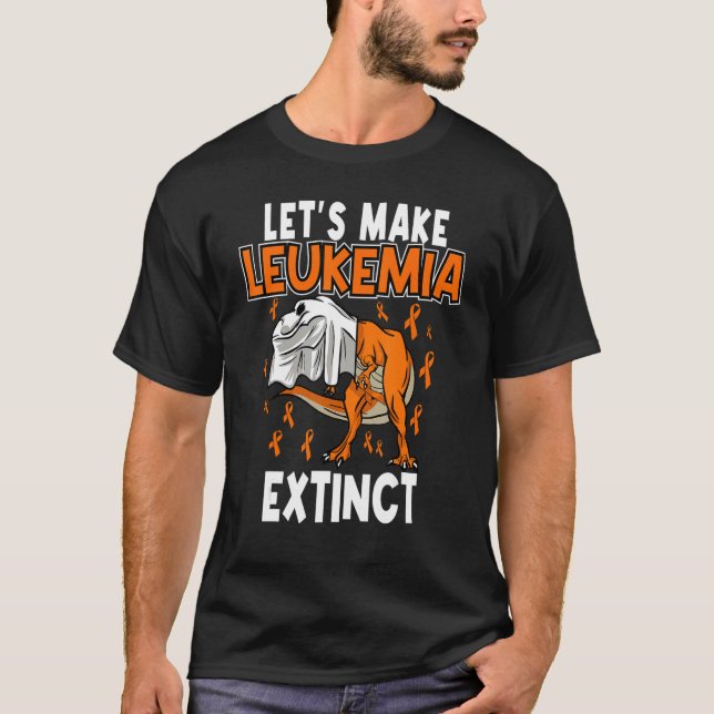 Leukemia Dinosaur Orange Ribbon Hämatologe Repti T-Shirt (Vorderseite)