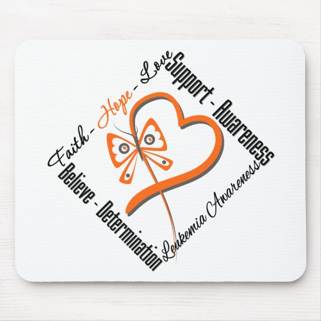 Leukemia Faith Hope Liebe Butterfly Mousepad (Vorne)