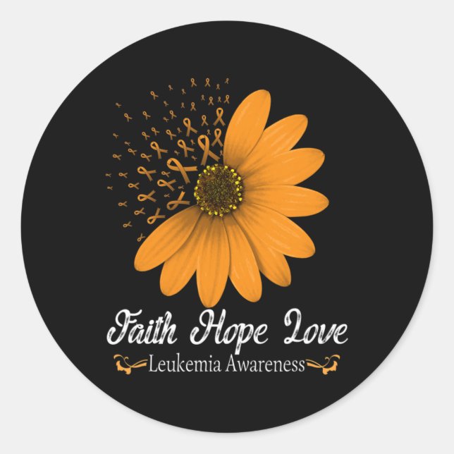 Leukemia Faith Hope Liebe Orange Ribbon Blutanz Runder Aufkleber (Vorderseite)