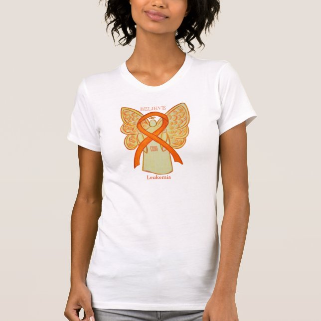 Leukemia Orange Awareness Ribbon Angel Shirt (Vorderseite)