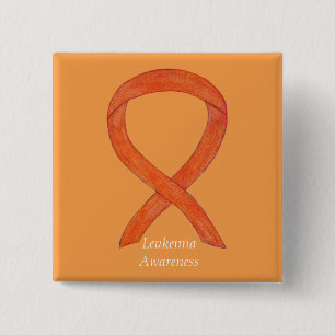 Leukemia Orange Awareness Ribbon Custom Art Button