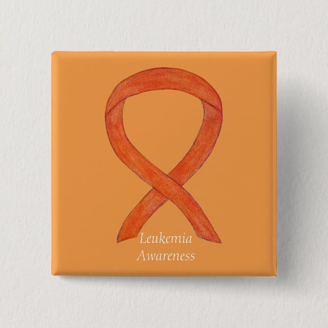 Leukemia Orange Awareness Ribbon Custom Art Button (Vorderseite)