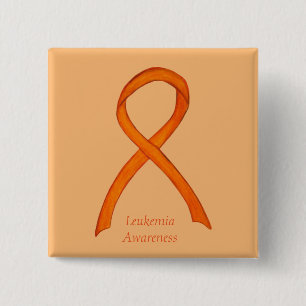 Leukemia Orange Awareness Ribbon Custom Art Button