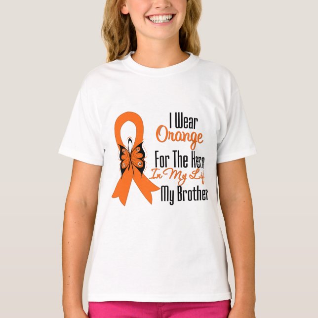 Leukemia Orange Ribbon Hero My Brother T-Shirt (Vorderseite)