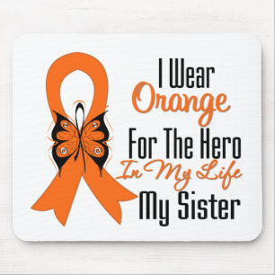 Leukemia Orange Ribbon Hero My Sister Mousepad